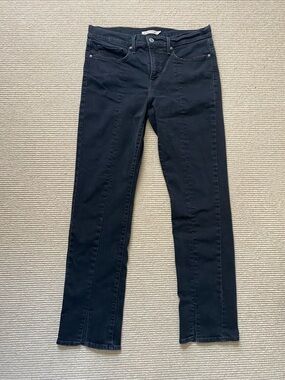 Levi's 314 Black Jeans Shaping Straight Center Seam Split Hem Size 31